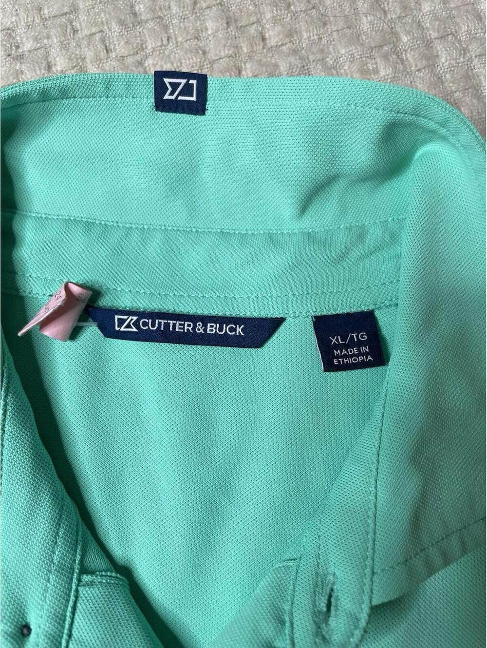 Green Polo Shirt from Cotter & Buck, Size XL/TG, Manufactured in Ethiopia